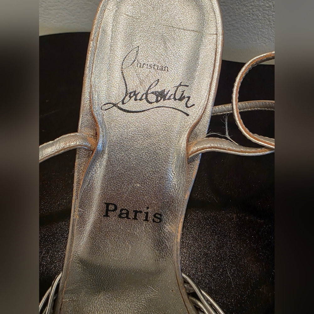 Christian Louboutin Silver Strappy Heels - Picture 9 of 16